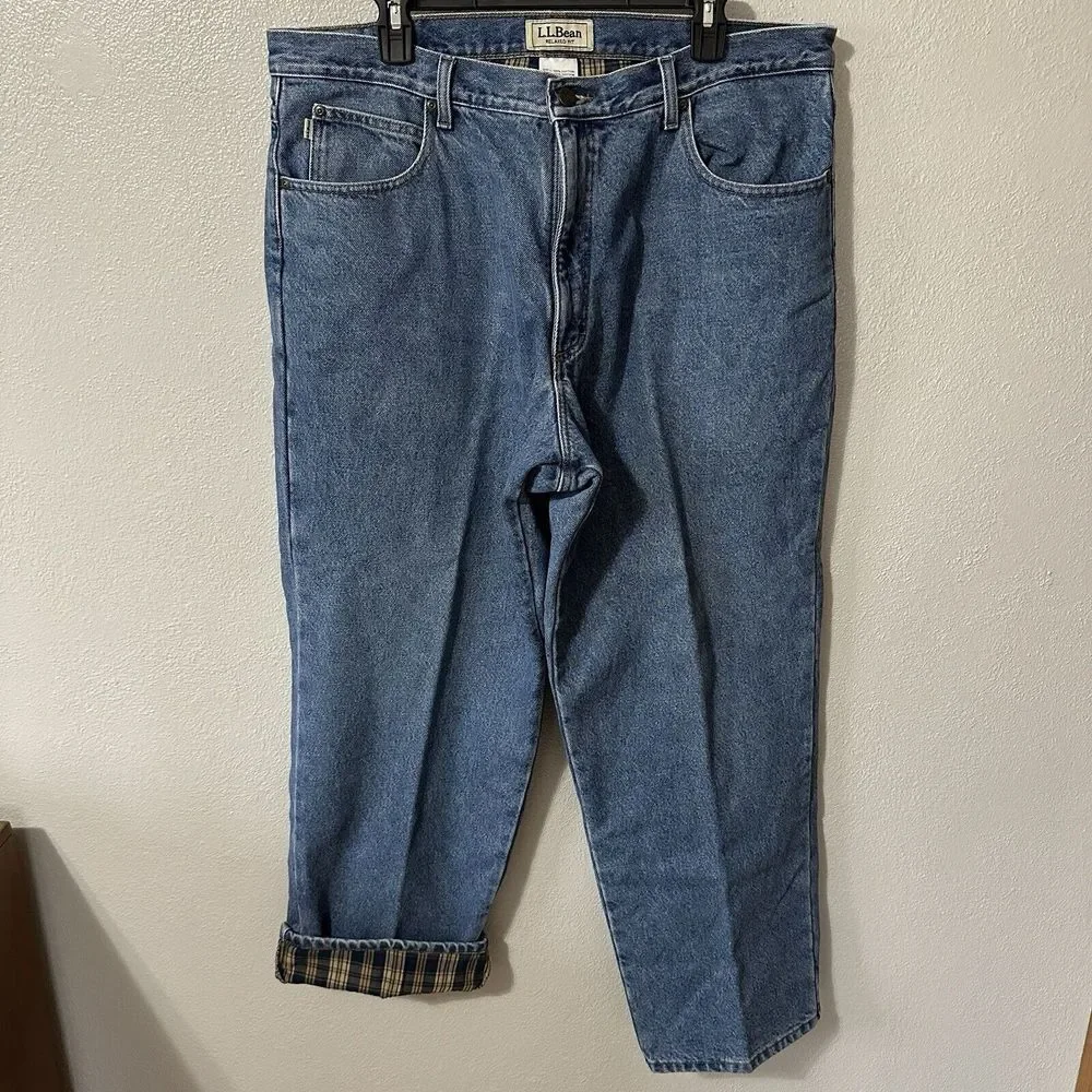 LL Bean Jeans 40x30 Double L Relaxed‎ Fit Flannel Lined Cotton Cold Weather Work